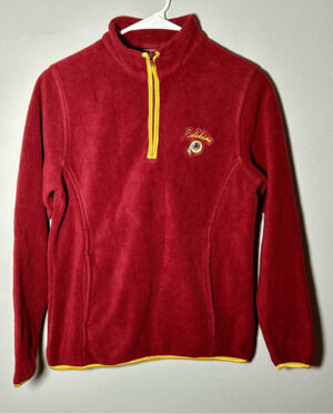 Vintage Washington Redskins Women’s Burgundy & Gold 1/4 Zip Fleece Jacket Sz S